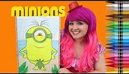 Coloring Stuart Minions GIANT Coloring Book Page Crayola Crayons | COLORING WITH KiMMi THE CLOWN