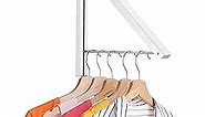 Single Foldable Clothing Rack, Wall-Mounted Retractable Clothes Hanger for Laundry Dryer Room, Hanging Drying Rod, Small Collapsible Folding Garment Racks, Dorm Accessories (White)