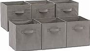 Amazon Basics Collapsible Fabric Storage Cubes Organizer with Handles, 10.5"x10.5"x11", Pack of 6, Gray
