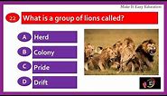 QUIZ ON A GROUP OF ANIMALS || COLLECTIVE NOUNS OF ANIMALS || GENERAL KNOWLEDGE