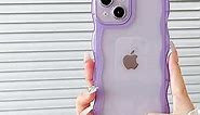 FABSPARK iPhone 13 Pro Case,Transparent Clear Solid Color Curly Wave Frame Soft Silicone Shockproof Protective TPU Case for iPhone 13 Pro Phone Case,Purple