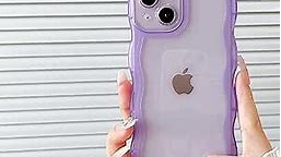 FABSPARK iPhone 13 Pro Max Case,Transparent Clear Solid Color Curly Wave Frame Soft Silicone Shockproof Protective TPU Case for iPhone 13 Pro Max Phone Case,Purple