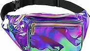 Holographic Clear Fanny Pack Belt Bag | Waterproof for Women - Crossbody Bum Bag, Waist Pack - For Halloween costumes, for Hiking, Running, Travel and Stadium Approved (purple)