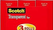 Scotch Transparent Tape, 3/4 in x 1000 in, 3 Boxes/Pack (600K3)