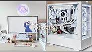 building my first gaming pc || aesthetic white build, rtx 3060 ti, kraken z53, diy white monitor 🤍