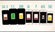 2020 iPhone SE vs iPhone 11 vs XR vs 8 vs 7 vs 6S vs SE Battery Life DRAIN TEST