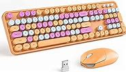 KNOWSQT Wireless Keyboard Mouse Combo Orange - 2.4G Colorful Typewriter Less Noise Full-Size Keyboards - USB Receiver Plug and Play, for Computer, PC, Laptop, Desktop, Windows, Mac