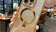for iPhone 11 Pro Max Magnetic Case Compatible with MagSafe Luxury Plating Cute Glitter Sparkle Bling Diamond Bumper Clear Case for 11 Pro Max 6.5 Inches - Gold