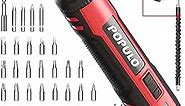 POPULO 4V Electric Screwdriver Kit,6 Torque Settings, Power Screw Driver Cordless Rechargeable with LED Work Light, 32 pieces Screwdriver Bits, 8 Sockets, Flex Hex Shaft, Bit Holders and Storage Box