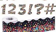 MOOCSIC 216 Pcs Christmas Bulletin Board Letters and 65 Feet Borders Colorful Cardboard Alphabet Numbers Cutout Letters and Rolled Board Trims for Home Classroom Christmas Decorations (Black)
