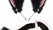 Funcredible Furry Black Cat Ears Headband with Tail Set - Catwoman Anime Accessories for Kids & Adults - Fluffy Cat Cosplay Costume
