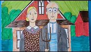 how to draw American Gothic picture