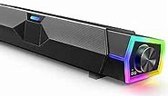 Bluetooth Computer Speakers, PC Gaming Speaker Soundbar, Wired USB Powered Monitor Speaker, Colorful RGB Lights with Switch Button, 10W, Black(2024 Upgraded)