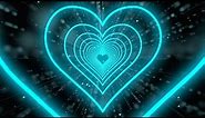 Blue Light Color💙Neon Lights Love Heart Tunnel Background | Animated Background [3 Hours]