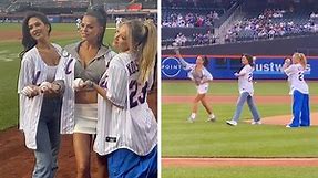 S.I. Models Brooks Nader, Christen Harper, Camille Kostek Throw Mets' 1st Pitch