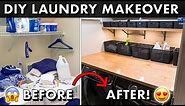 DIY LAUNDRY ROOM MAKEOVER w/ Plywood Countertops & Organization! 🧺