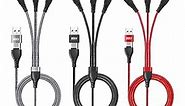 LHJRY, 4ft 3Pack Universal 6-in-1 USB Cable, Nylon Braided, Aluminium Alloy, Multiple Charger Cord with Phone/Type C/Micro USB Connectors for Laptop/Tablet/Phone(Gray,Black,Red)