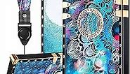 Loheckle for Square iPhone 13 Case, Designer Retro Luxury Cases for Women with Ring Stand Holder and Lanyard, Stylish Mandala Cute Cover for iPhone 13 6.1 Inch