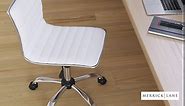 Merrick Lane Amelie Home Office Chair Ergonomic White Ribbed Low Back and Seat Armless Contemporary Computer Desk Chair with Chrome Border