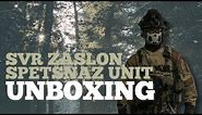Unboxing the 1/6 scale SVR Zaslon Spetsnaz Unit Limited Edition action figure from DAM Toys