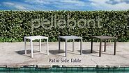 Pellebant Indoor Outdoor Small Aluminum Square Side/End Table, Chaise Lounge Table, Patio Coffee Bistro Table, White