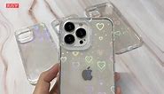 Jusy iPhone 14 Series Holographic Love Heart Phone Case