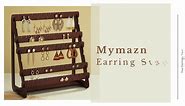 Mymazn Earring Stand, Jewelry Tower Wood Jewelry Organizer Earrings Display Holder for Stud Hook Earrings Organizer (Walnut Color)