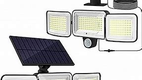 Adiding Solar Outdoor Lights, 3 Heads 3500LM LED Flood Light with 16.4 Ft Cable, 4 Modes Motion Sensor Solar Lights for Outside with Remote, Solar Powered Security Lights for Patio,Yard,Garage, 2 Pack