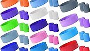 60 Pieces Sweatbands Set Includes 20 Pieces Sports Headband and 40 Pieces Wristbands Sweatbands Colorful Terry Cloth Wristbands for Working out Tennis Gym 80s Sweat Band for Athletic Men and Women