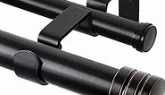 TONIAL1 Inch Double Curtain Rods 72 to 144 Inches (6-12ft), Heavy Duty Decorative Drapery Rod for Windows 69 to 140 Inches (5.75-11.7ft) with Classic Cap Finial, Black