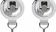 YSSILADI Shower Suction Cup Hooks, Upgraded Removable Stainless Steel Hooks Nightgown and Towel Hooks - for Home Kitchen and Bathroom (Silver Plating, 2pack)