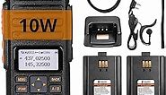 Radioddity GA-510 10-Watt Ham Radio, Dual Band Handheld High Power Long Range Two Way Radio with Two 2200mAh Batteries & CH340 Programming Cable