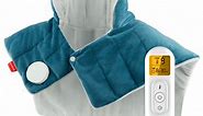 Weighted Heating Pad for Neck and Shoulders, Comfytemp 2.6lb Electric Heated Neck Shoulder Wrap for Cramps Pain Relief, 19"x 22", Blue