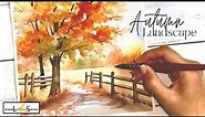 A Splash of Autumn: Watercolor Landscape to Inspire! Step-by-Step Instructional Tutorial!