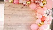 Upgraded, 129pcs Rose Gold Pink Balloons Garland Arch, 18/12/10/5 inch Different Sizes Metallic Latex Confetti Balloon Garland kit for Birthday Party Wedding Anniversary Baby Shower Party