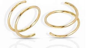14k Gold Small Double Hoop Earrings for Single Piercing | Twist Spiral Cartilage Earring | Double Piercing Earrings for Women