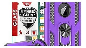LeYi Compatible for iPhone 8 Phone Case, iPhone 7 Case with Tempered Glass Screen Protector [2 Pack], Military-Grade Protective Phone Case with Kickstand Ring for iPhone 6/6s/7/8, Purple