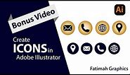 How to Create Icons In Adobe Illustrator | Vector Icons | Phone Icon | E-mail Icon | Glob Icon