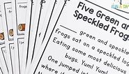 Free Five Green and Speckled Frogs Printable