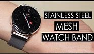 Samsung Galaxy Watch Active 2 Silver Stainless Steel Mesh Watch Band (Kartice) [4K]