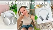 apple airpods pro max unboxing *silver/white* first impression!