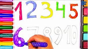 Drawing and Coloring Numbers 1-10|How to Draw Numbers for Kids|Colors for Kids with Colored Markers