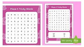 Phase 5 Tricky Words Word Search