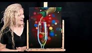 Learn How to Draw and Paint with Acrylics "POUR THE CHAMPAGNE"- Paint & Sip at Home - Art Tutorial
