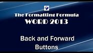 Word 2013 Back and Forward Buttons - To move to bookmarks and back