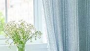 Deeprove Boho Curtains 108 Inches Long for Bedroom Living Room Patio, Bohemian Embroidery Cotton Linen French Country Window Treatment Tassel Drape Light Filter, W52 x L108 1 Panel, Denim Blue