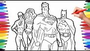 Superheros Coloring Pages | Coloring Superheroes | Batman Superman Flash Justice League