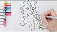How to Draw A Cute My Little Pony Rainbow Dash Vector 🌈 Easy drawing and coloring for kids #art