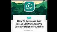 How To Download And Install GBWhatsApp Pro v13.50 Latest Version For Android
