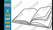 Open Book CLIP ART Black and White PNG JPG SVG Vector – Simple Easy Blank Book Outline Clipart –